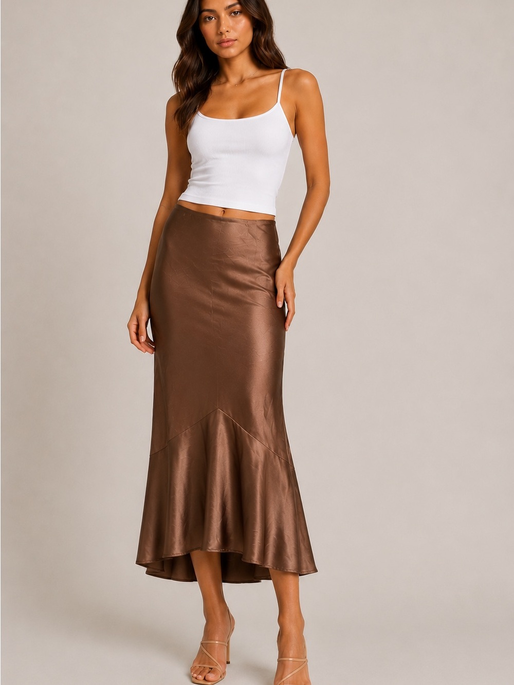 Abercrombie Satin Mermaid Hem Midi Skirt